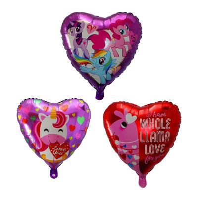 China Gifts/Kids Toys 18 Inch Heart Shape Alpaca Horse I Love You Foil Unicorn Pony Mylar Balloons Wedding Party Decoration Kids Toys for sale