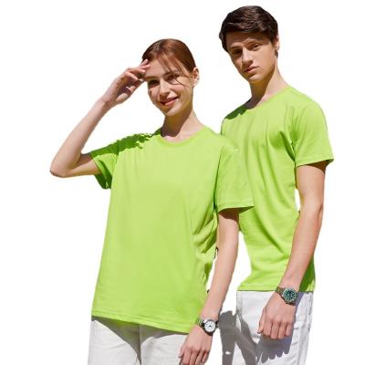 China Anti-wrinkle summer 2021 all cotton candy color chest logo short sleeve men's and women's pure spot T-shirt wholesale manufacturers for sale