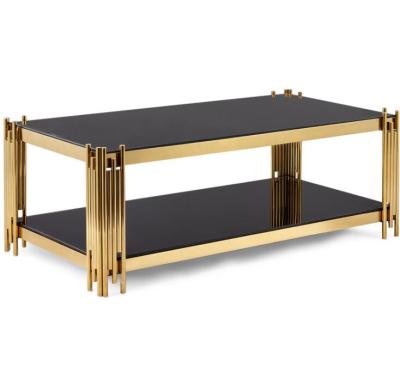 China The Shinny Extendable High Quality Coffee Table The Gold Stainless Steel Black Fiberglass Luxury Coffee Tables for sale