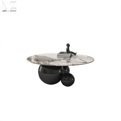 China Contemporary modern coffee tables chipped stone luxury stainless steel coffee tables for living room for sale