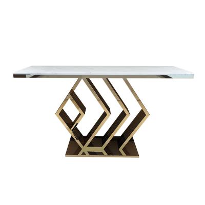 China (Other) Wholesale Nordic Style Gold Stainless Steel Adjustable Artificial Marble Console Table for sale