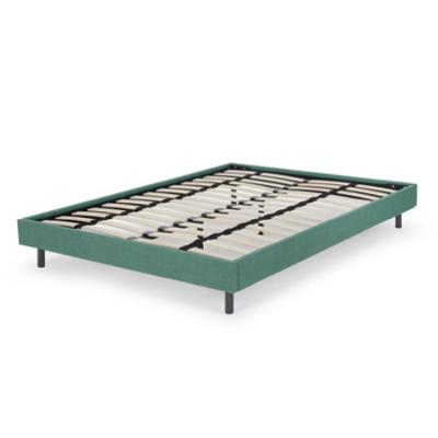 China Wholesale Modern Conventional Pine Wood Modern Fabric Style Bed Sleep Furniture Bedroom Double Bed With Metal Legs for sale