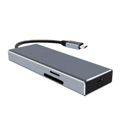 China Aluminum Alloy+ABS USB C Docking Station with 4K HD, 1 USB 3.0, 2 USB 2.0, SD TF, PD Charging Port for sale