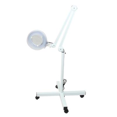 China Adjustable Hospital Beauty Clinic Led Light Facial Magnifying Lamp 5 Diopter With Rolling Floor Stand Adjustable Magnifying Lamp for sale