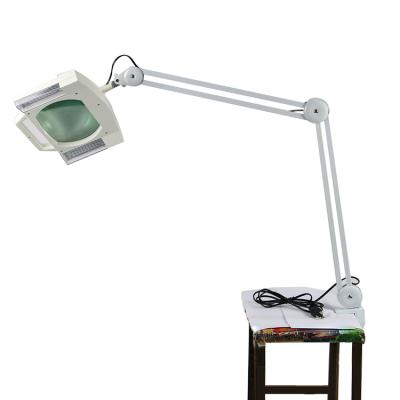 China Table 4x 6x 10x 15x 20x 30x Adjustable Diopter Led Cold Light Magnifier Lamp Square Beauty, Magnifying Lamp With Metal Clamp for sale