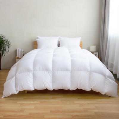 China 100% White Duvet Customized Cotton Thick Layer California King Size Down Feather Quilt Fabric Four Seasons for sale