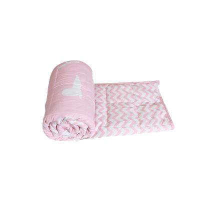 China Anti-Pull Sherpe Minky Cotton Printed Factory ODM Pink Printed Anti Strain Fitted Duvet Cover Weight Blanket for sale