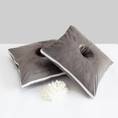 China Manufacturer Supply Gray Minky Customized Side Sleeper Anti-pilling Sleep Pillow With Ear Hole for sale