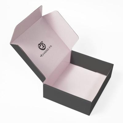 China Recycled Materials BK38B Recycle Matte Black Mailer Packing Custom Shipping Box Package For Cloth Packaging With Logo Print for sale