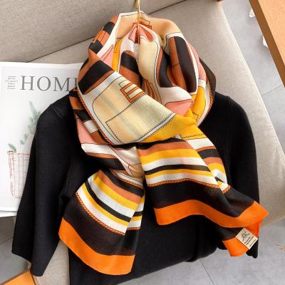 China Factory Style Digital Printing Shawl Modern Custom Cotton Scarf Soft Smooth Feeling Canvas Scarf For Women for sale