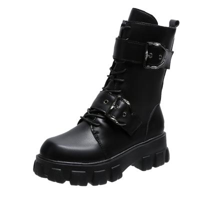 China New Design Waterproof Fashionable Platform Winter PU Leather Ankle Boots For Ladies, Women Zipper Type Shoes for sale