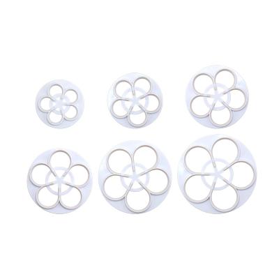 China Sustainable 6-piece plum blossom cookie press mold Flower modeling DIY baking tools pastry cutting mold for sale