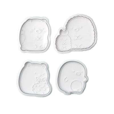 China Sustainable The new selling 4pcs corner animal biscuit embossing mould set DIY fondant cake tools for sale