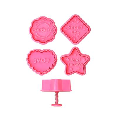 China Sustainable 4 Pcs Blessing Words Cookies Spring Mold Cookies Mold Cutter Press Biscuit  For Festival Baking for sale