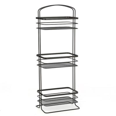 China Sustainable European Bathroom Kitchen Floor Shelf 3 Tier Metal Wire Storage Rack Shelf for sale