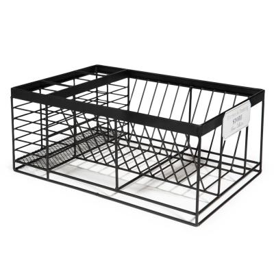 China Sustainable Kitchen Storage Black Square Metal Over Sink Dish Drying Kitchen Dish Rack for sale