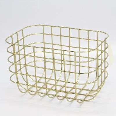 China Sustainable Home Office Modern Desk Accessories Adjust Gold Metal Storage Wire Basket for sale