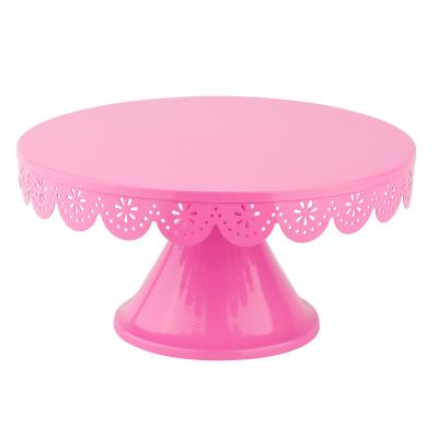 China Viable Custom Wedding Decorating Cake Tools Pink Metal Cake Stand for sale