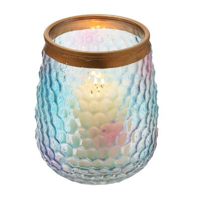 China Wholesale ECO-frendly Colorful Caboche Round Glass Candle Holder Candle Jar For Home Decor for sale