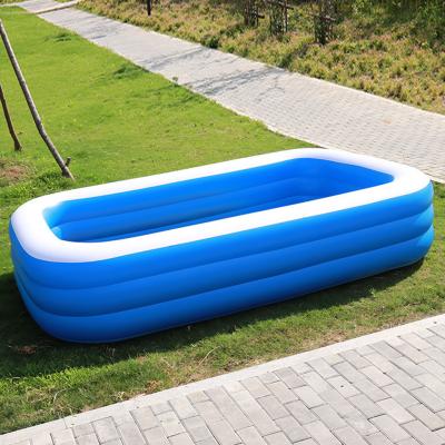 China 2021 Phthalate Free PVC For Sale Inflatable Over Ground Kid Baby Toddler Kids And Adult Rectangular Swimming Pool for sale