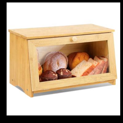 China Factory direct retro bread display box cake sustainable storage container bamboo Nordico box with transparent lid for sale