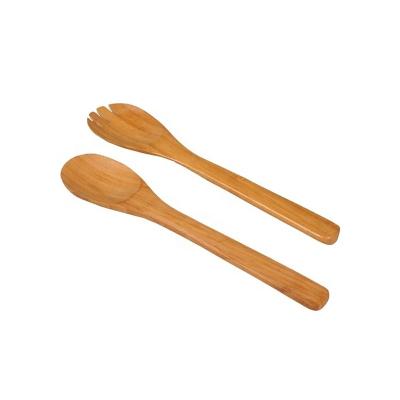 China Sustainable Hot Selling Utensils Organic Wooden Cutlery Set Long Handle Bamboo Salad Serving Spoon And Fork Eco - Friendly for sale