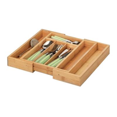 China Kitchen Desk Drawer Insert Organizer High Quality Expandable Bamboo Tray For Cutlery for sale