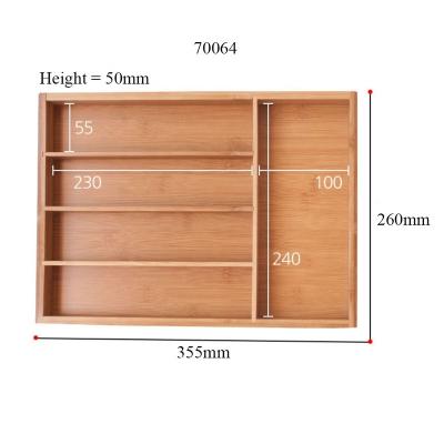 China Viable Hot Sale Home Amazon Kitchen Cutlery Tray Drawer Storage Organizer Tray Knives Bamboo Utensil Holder for sale