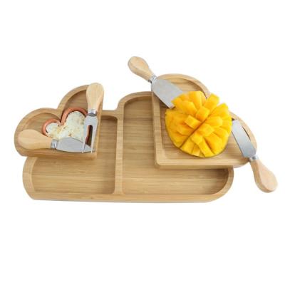 China Sustainable Amazon's Best Selling Heart Shaped Wooden Kids Dishes Bamboo Set for sale