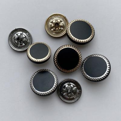 China Sustainable CustoWholesale  brand engrave logo Zinc Alloy   four parts  metal spring cloth button  Women's Decorative clasp  snap button for sale