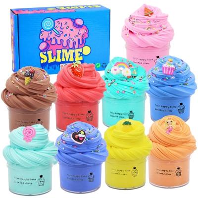 China DIY Fruit Fluffy Mud Slime Kits 9Pcs Super Soft Buttery Slime Stretchy Non Sticky Slime Toy Party Favors For Kids 19*19*6cm for sale