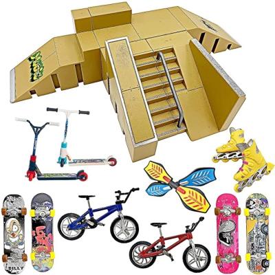 China Plastic Skate Park Kit Fingerboard Skatepark With Finger Toys Park Model Ramp Parts For Skateboard Fun Educational Training for sale