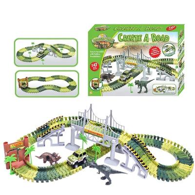 China 2022 Slot Toy Diy Track Way Racing Educational Toys Children Boys Kids Electric Dinosaur Set Toy Car Track Railway for sale