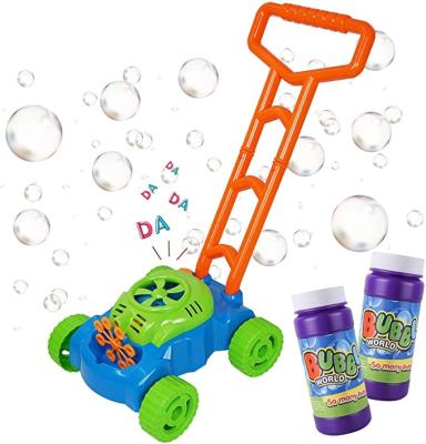 China Plastic Bubble Machine for Summer Fun Automatic Bubble Lawn Mower Children Bubble Blowing Push Toys Outdoor Game Toys for sale