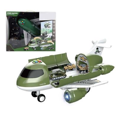 China Toy Transport Cargo And Mini Army Toy Aircraft Music Light Inertia Diecast Car Set Children's Airplane Model Toys for sale