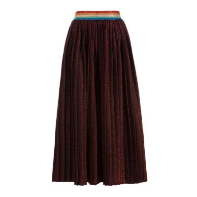 China Autumn Breathable Winter Reddish Brown Ladies Long Skirt High Waist Beautiful Girl's Pleated Skirt for sale