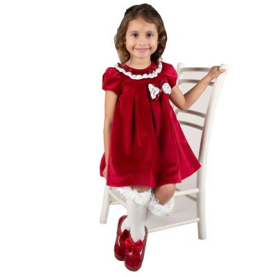 China Breathable Custom Elegant Girl Party Red Velvet Winter Dress For 10 Years Old Baby Dress Boutique for sale