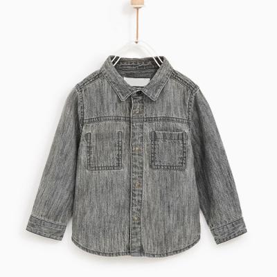 China Customized Viable Fashion Basic Boys Denim T-Shirt Casual Style Long Sleeve Shirt For Kids for sale