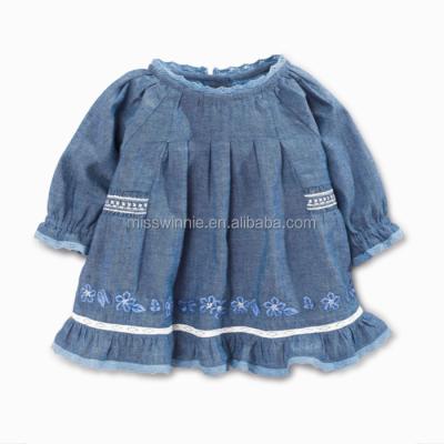 China Sustainable Kids Girl Long Sleeve T-shirt Denim Fabric Casual Style Children Clothing Manufacturers China for sale