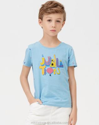 China Anti-pilling children use the new model light blue T-shirt comfortable boys summer boys clothes for sale