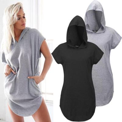 China European and American Solid Color Hooded Women's Short Sleeve T-shirt Plus Size Overalls for sale