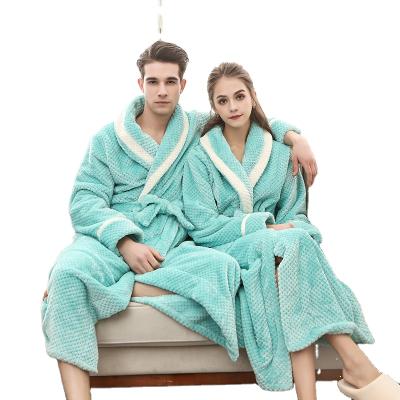 China High quality flannel bathrobe lady bathrobe thermal fleece adult bathrobe warm long thicken bathrobe for sale