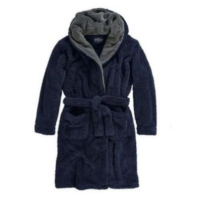 China High Quality Plain Thermal Coral Fleece Hooded Couples Swept Bathrobe for sale