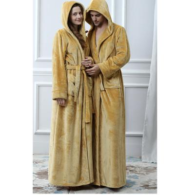 China China Wholesale 100% Polyester Flannel Thick Fleece QUICK DRY Bathrobe Hooded Pajamas For Couples for sale