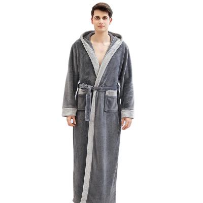 China Extra-long Extra-thick breathable with hooded bathrobe men's and women's flannel autumn and winter bathrobe for sale