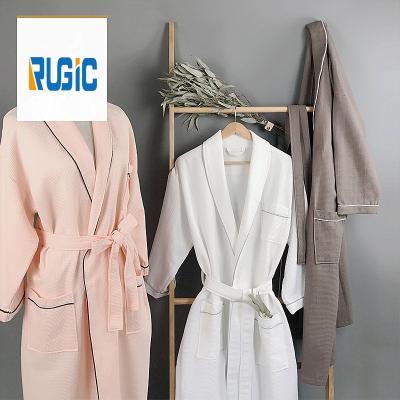 China Wholesale Breathable Women Home Nightgowns Summer Spa Hotel Embroidery Bathrobe Custom 100% Cotton Waffle Bathrobe for sale