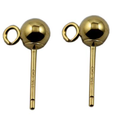 China TRENDY Gifts888 14k Gold Ball Earring w/ring Polished Ball Stud Earring for sale