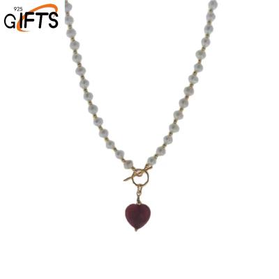 China CLASSIC Peach Heart Necklace Set Drop Shipping Freshwater Pearls Necklace for sale