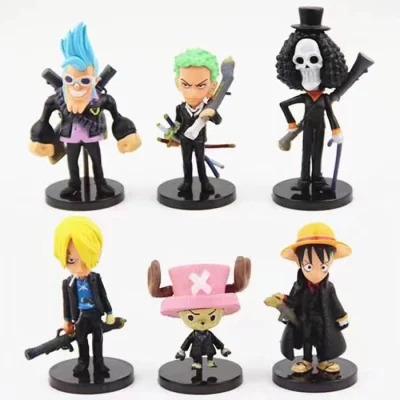 China Anime Character PVC Toy Luffy Zoro Nami Sanji Chopper Usopp Frankie One Piece Kit Model Toy 3D Cartoon Little Toys Model Dolls For Collection for sale