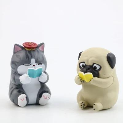 China PVC Decorative Figures OEM ODM Cartoon Toy Custom Logo Printed Animal Toy Cat Figure Plastic Toys for sale